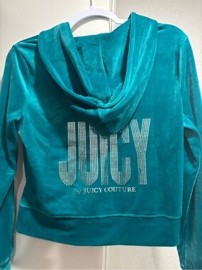Juicy Couture Teal Zip-Up Velour Hoodie